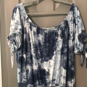 Derek Heart Blue and White Tie-Dye Jumpsuit